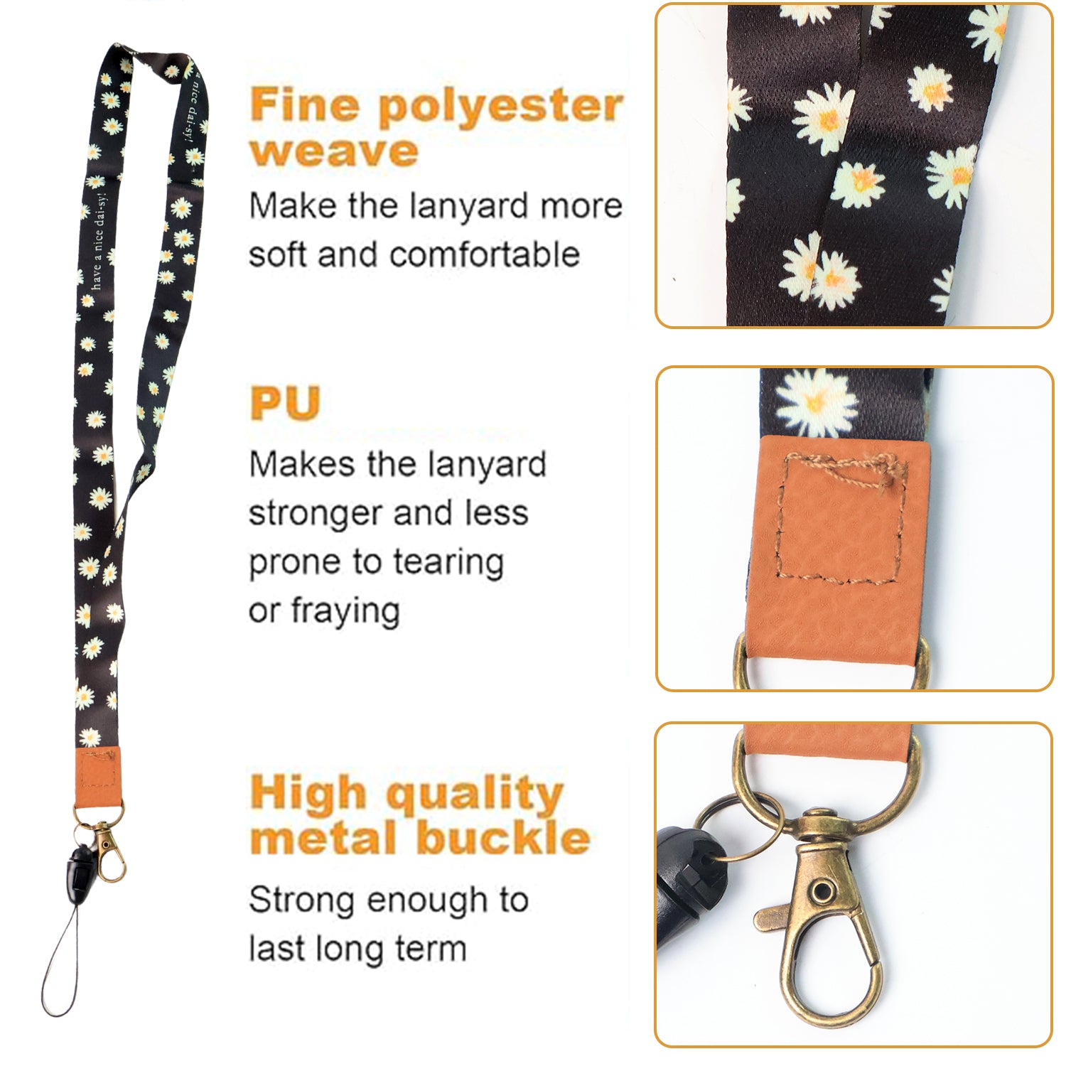 Cute Daisy Print Lanyard Cute Daisy Print Lanyard